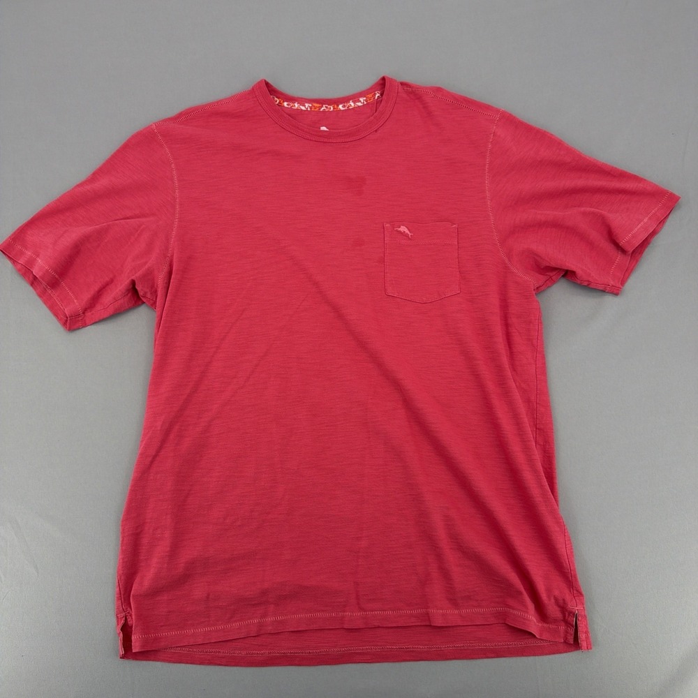 Tommy Bahama Mens Large Pocket Tee Red Slub Knit Casual Beach Shirt - Picture 2 of 10